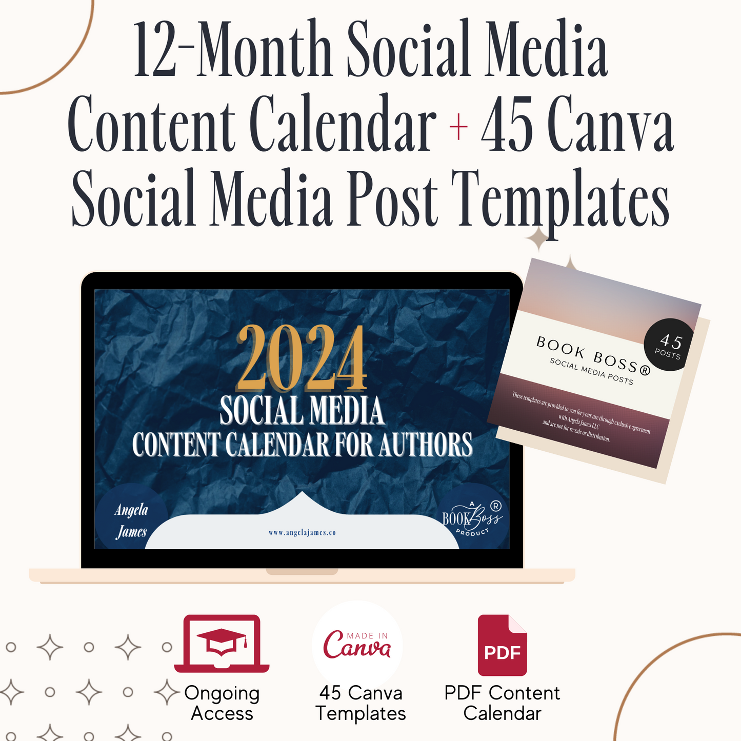 12-Month Social Media Content Calendar for Authors PLUS 45 Canva Social Media Post Templates